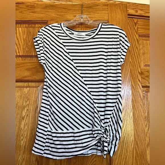 Haptics - Black and White Striped Women's Top - Picture 1 of 5